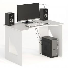 Белый компьютерный стол с полкой СКП-3 GL-3  белый