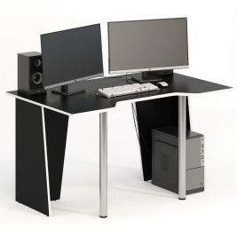 Компьютерный стол СКП-5 GL-5  черный с белым кантом